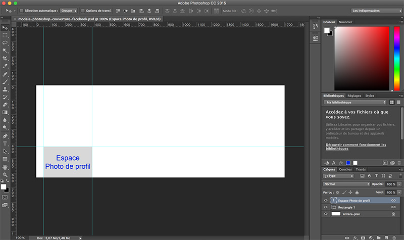 Modèle Photoshop couverture Facebook