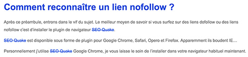 Affichage de liens nofollow