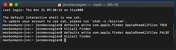 Afficher les fichiers cachés sur Mac