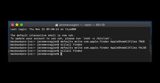 Fichiers cachés sur Mac