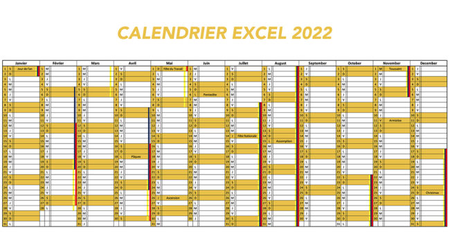 Calendrier 2021 sur Excel gratuit Calendrier 2021 sur Excel gratuit
